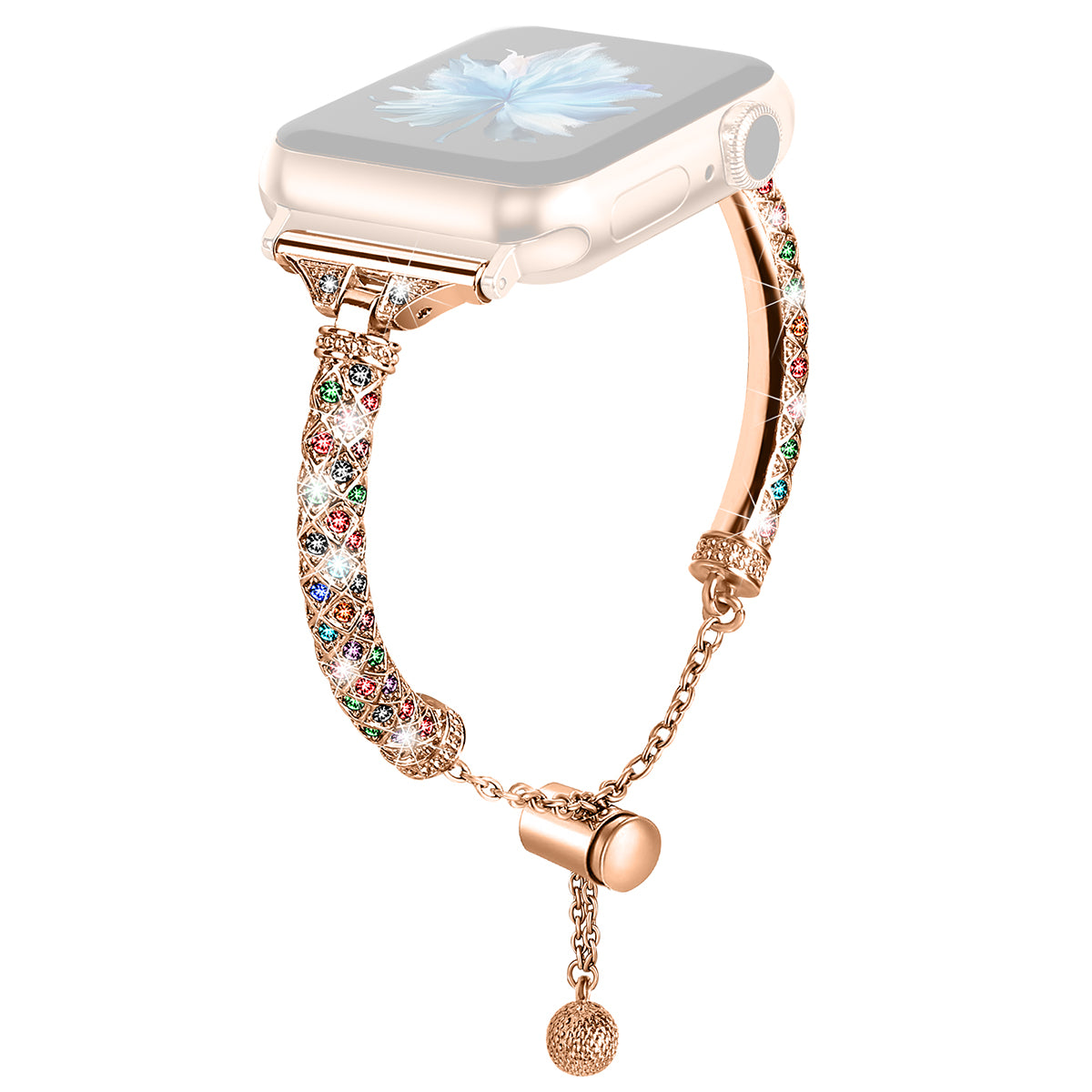 Watch Band for Apple Watch Series 9 8 7 41mm 6 5 4 SE SE (2022) SE (2023) 40mm Series 3 2 1 38mm Rhinestone Decor Copper Bracelet Watch Band for Apple Watch Series 9 8 7 41mm 6 5 4 SE SE (2022) SE (2023) 40mm Series 3 2 1 38mm Rhinestone Decor Copper Bracelet